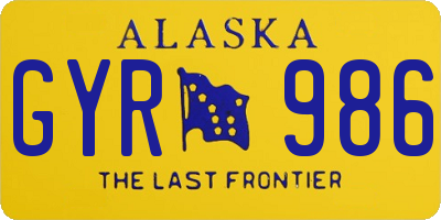 AK license plate GYR986