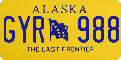 AK license plate GYR988