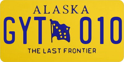 AK license plate GYT010