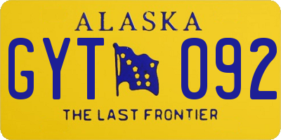 AK license plate GYT092