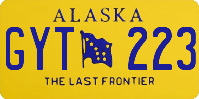 AK license plate GYT223