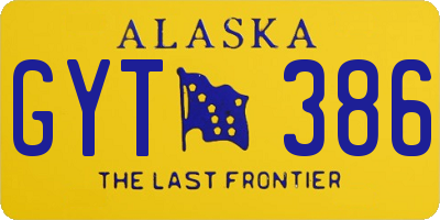 AK license plate GYT386