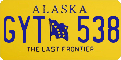 AK license plate GYT538