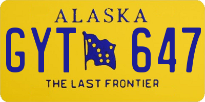 AK license plate GYT647