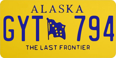 AK license plate GYT794