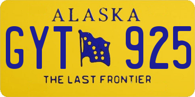 AK license plate GYT925