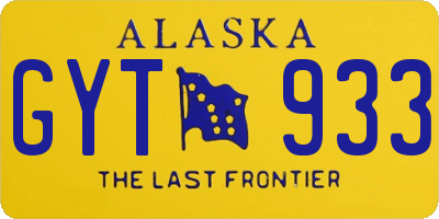 AK license plate GYT933
