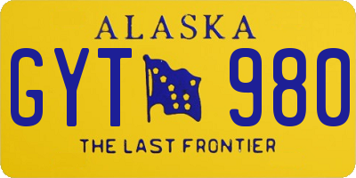 AK license plate GYT980