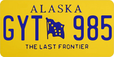 AK license plate GYT985