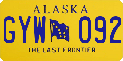 AK license plate GYW092