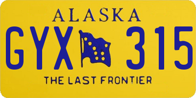 AK license plate GYX315