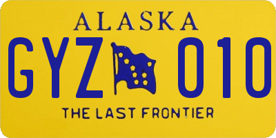 AK license plate GYZ010