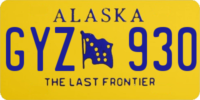 AK license plate GYZ930