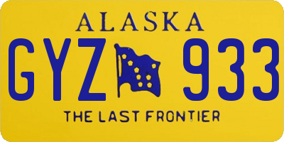 AK license plate GYZ933