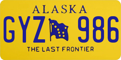 AK license plate GYZ986