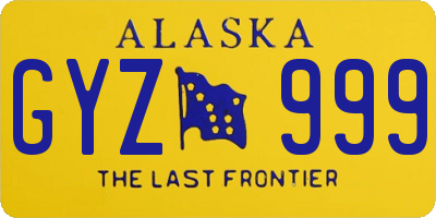 AK license plate GYZ999