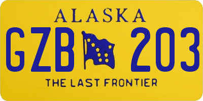 AK license plate GZB203