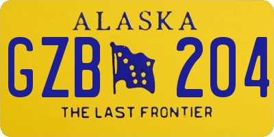 AK license plate GZB204