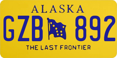 AK license plate GZB892