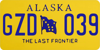 AK license plate GZD039