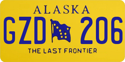 AK license plate GZD206