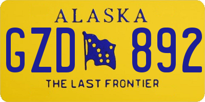 AK license plate GZD892