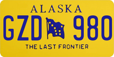 AK license plate GZD980