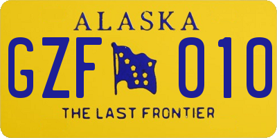 AK license plate GZF010