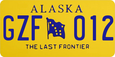 AK license plate GZF012