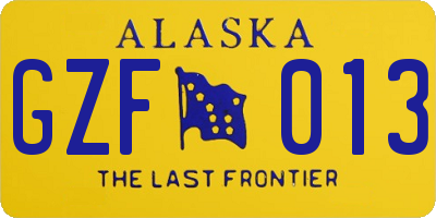 AK license plate GZF013
