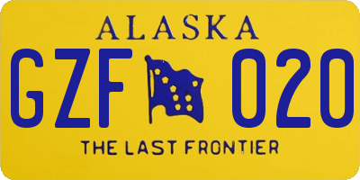 AK license plate GZF020