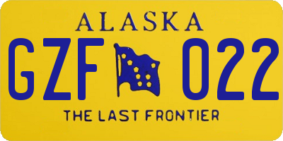 AK license plate GZF022