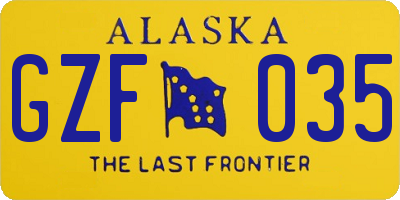 AK license plate GZF035