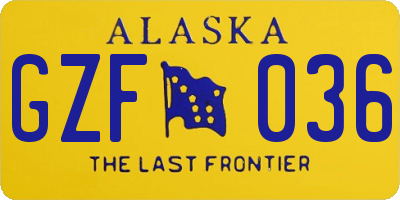 AK license plate GZF036