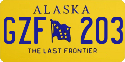 AK license plate GZF203