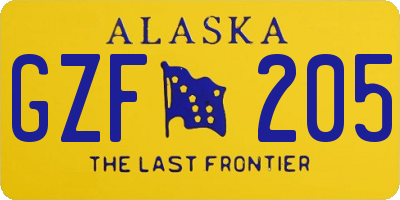 AK license plate GZF205