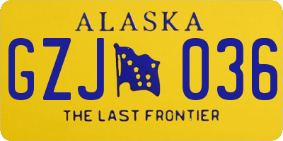 AK license plate GZJ036