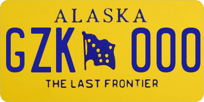 AK license plate GZK000