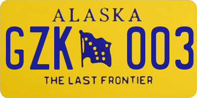 AK license plate GZK003