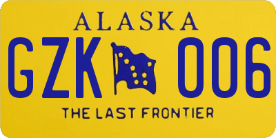 AK license plate GZK006