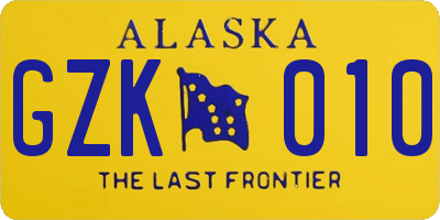 AK license plate GZK010
