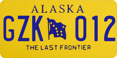 AK license plate GZK012
