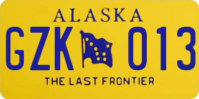 AK license plate GZK013