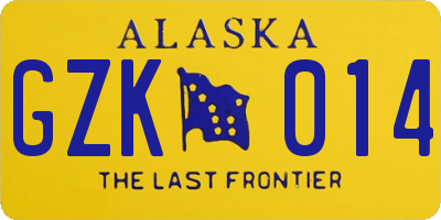 AK license plate GZK014