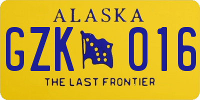 AK license plate GZK016