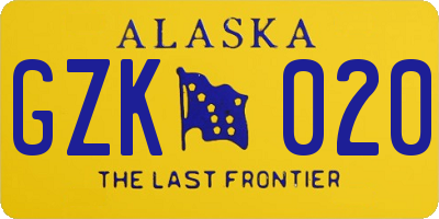 AK license plate GZK020