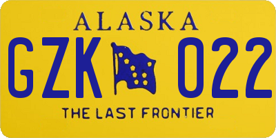 AK license plate GZK022