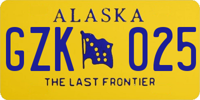 AK license plate GZK025