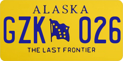 AK license plate GZK026