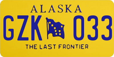AK license plate GZK033